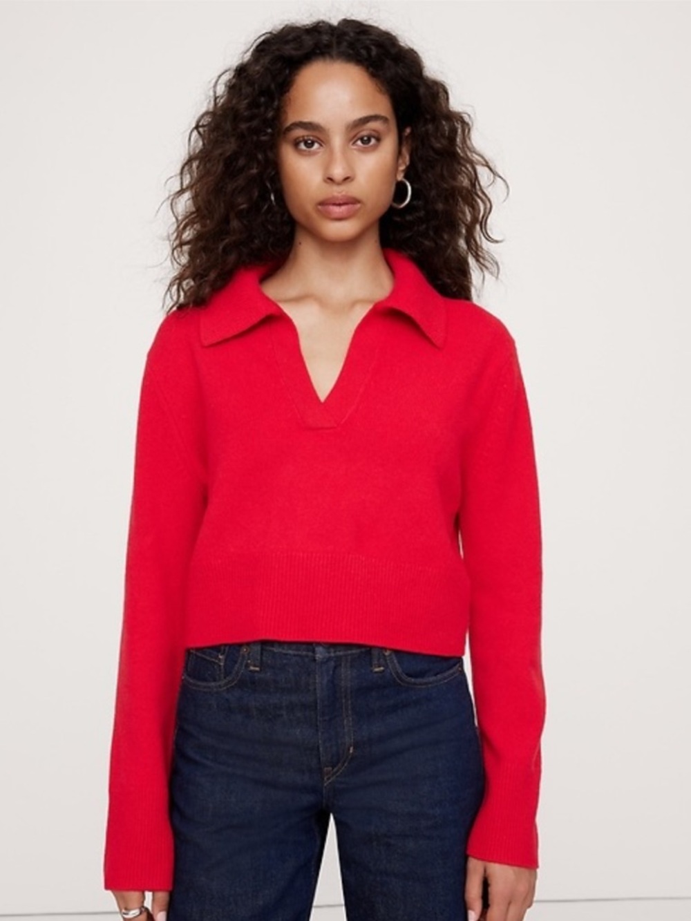 Banana Republic Cashmere Cropped Rugby Sweater